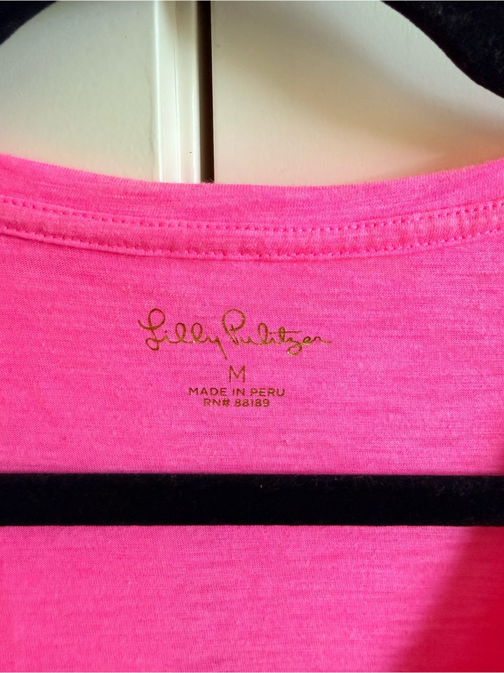 Lilly Pulitzer Neon Pink V-Neck Short Sleeve Tee - Picture 2 of 2